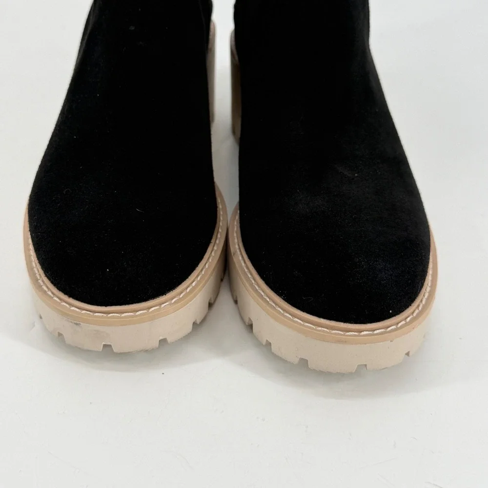 Dolce Vita Black Suede Chelsea Boots Lug Sole Platform Ankle Booties‎ Womens 9.5